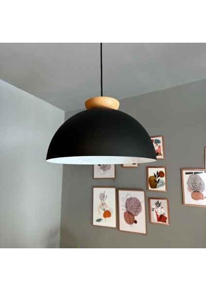 Yimpi Siyah Avize Ahşap Tekli Sarkıt Salon Kuaför Cafe Dekoratif Aydınlatma Pastane modelleri