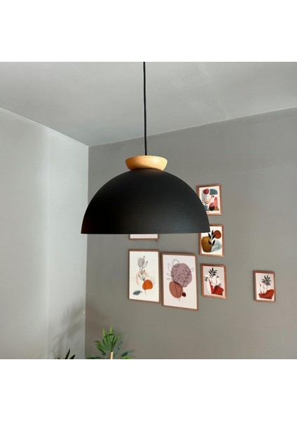 Yimpi Siyah Avize Ahşap Tekli Sarkıt Salon Kuaför Cafe Dekoratif Aydınlatma Pastane indirimleri