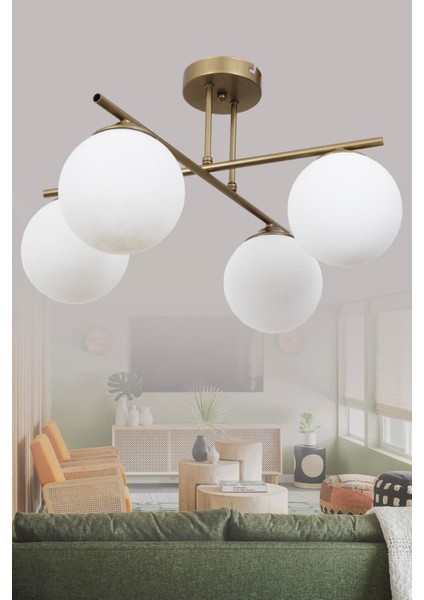 Jade 4 Lü Eskitme Avize Beyaz Camlı Dekoratif Tasarım Yatak Odası Mutfak Salon Avize fiyatları