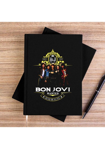 Bon Jovi Wanted 1983 Siyah Kanvas Defter Çizgisiz