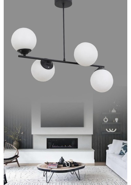 Bartın 4 Lü Siyah Avize Beyaz Camlı Dekoratif Tasarım Yatak Odası Mutfak Salon Avize fiyatları