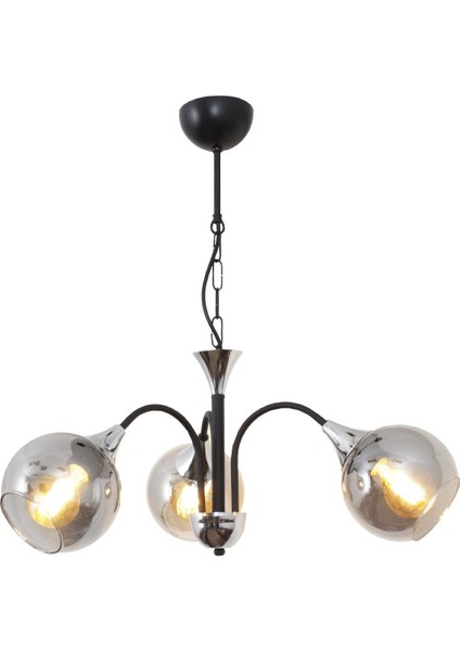 Girne 3 Lü Siyah Avize-Füme Camlı Dekoratif Tasarım Yatak Odası Mutfak Salon Avize fiyatları