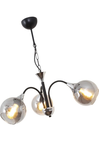 Girne 3 Lü Siyah Avize-Füme Camlı Dekoratif Tasarım Yatak Odası Mutfak Salon Avize modelleri