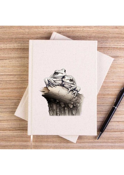 The Love Of Two Frogs Çizgisiz Kanvas Defter Çizgisiz