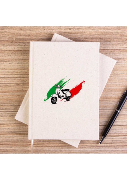 Vespa In Italy Çizgisiz Kanvas Defter Çizgisiz