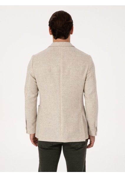 Erkek Bej Slim Fit Yün Kaşmir Karışımlı Mikro Desenli Ceket 50310754-VR011 indirimleri