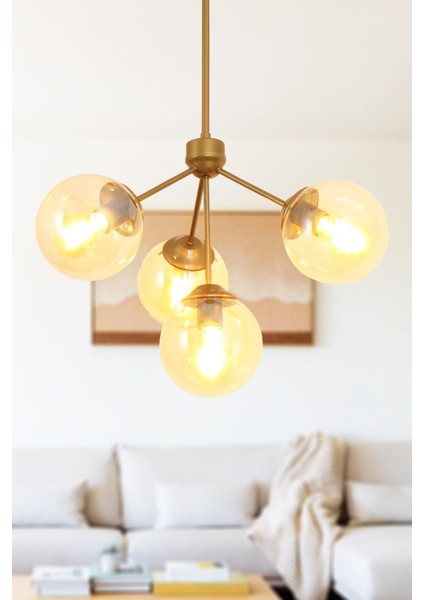 Lupin 4 Lü Eskitme Avize Bal Camlı Dekoratif Tasarım Yatak Odası Mutfak Salon Avize