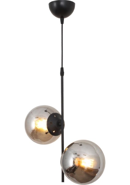 Ladin 2 Li Siyah Avize Füme Camlı Yatak Odası Salon Mutfak Hol Avize modelleri