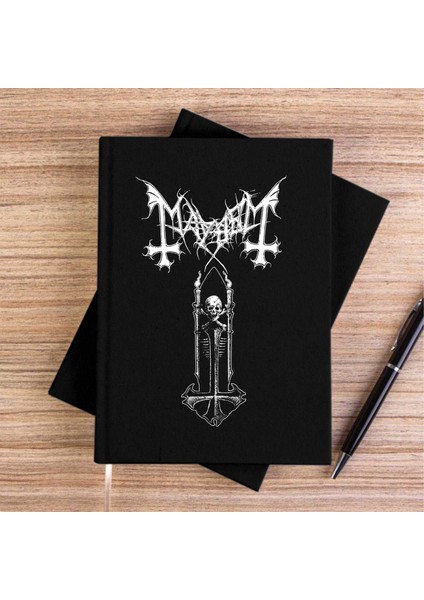 Mayhem T Crosssiyah Kanvas Defter Çizgisiz