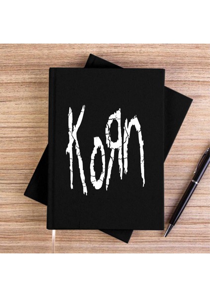 Korn Logo Siyah Kanvas Defter Çizgisiz