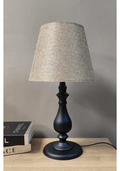 Asyo Siyah Ayaklı Abajur Masa Lambası Açık Kahve Şapka Salon Yatak Odası Abajur fiyatları