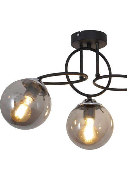 Sisam 3 Li Siyah Krom Avize-Füme Camlı Dekoratif Tasarım Yatak Odası Mutfak Salon Avize indirimleri