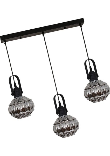 Narin 3 Lü Siyah Kutulu Sarkıt Avize Füme Camlı Yatak Odası Mutfak Salon Avize modelleri