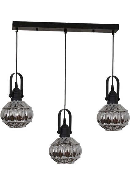 Narin 3 Lü Siyah Kutulu Sarkıt Avize Füme Camlı Yatak Odası Mutfak Salon Avize fırsatları