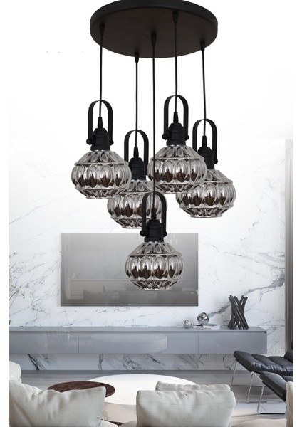 Narin 5 Li Siyah Tepsili Sarkıt Avize Yatak Odası Mutfak Salon Avize fiyatları