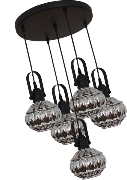 Narin 5 Li Siyah Tepsili Sarkıt Avize Yatak Odası Mutfak Salon Avize modelleri