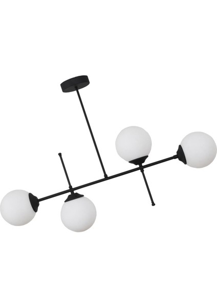 Darvin 4 Lü Siyah Avize Beyaz Camlı Yatak Odası Mutfak Salon Avize modelleri