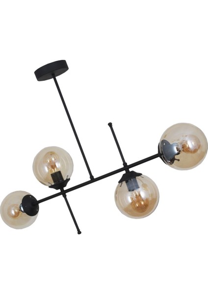 Darvin 4 Lü Siyah Avize Bal Camlı Yatak Odası Mutfak Salon Avize modelleri