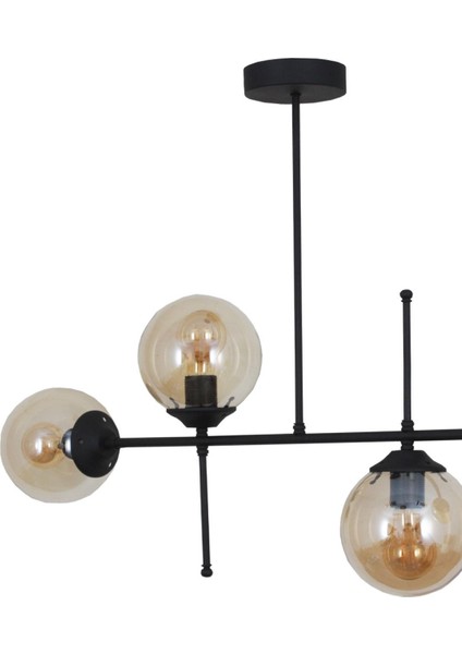 Darvin 4 Lü Siyah Avize Bal Camlı Yatak Odası Mutfak Salon Avize fırsatları