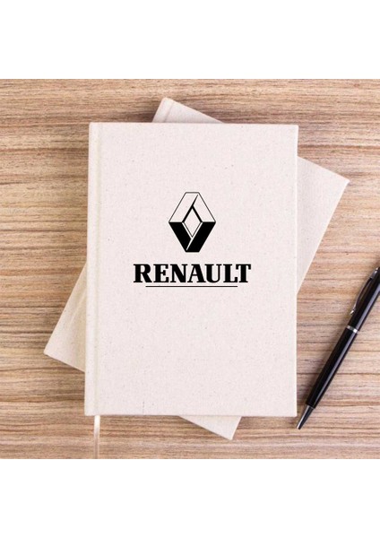 Renault Classıc Logo Krem Çizgisiz Kanvas Defter Çizgisiz