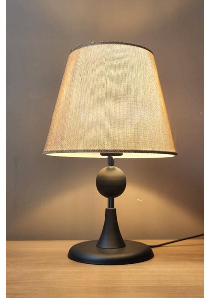 Maya Siyah Ayaklı Abajur Masa Lambası Açık Kahve Şapka Salon Yatak Odası Abajur