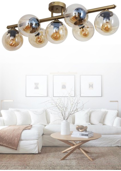 Mehir 7 Li Eskitme Plafonyer Bal Camlı Avize Dekoratif Tasarım Yatak Odası Mutfak Salon Avize