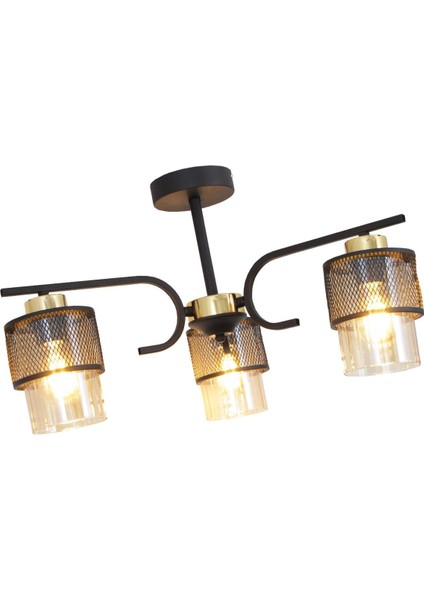 Amon 3 Lü Siyah Gold Avize Boru Cam Dekoratif Tasarım Yatak Odası Mutfak Salon Avize modelleri