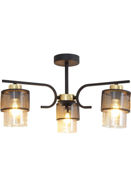 Amon 3 Lü Siyah Gold Avize Boru Cam Dekoratif Tasarım Yatak Odası Mutfak Salon Avize fırsatları