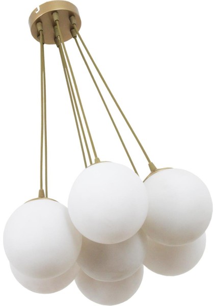 Kapo 7 Li Eskitme Avize Beyaz Camlı Dekoratif Tasarım Yatak Odası Mutfak Salon Avize fiyatları