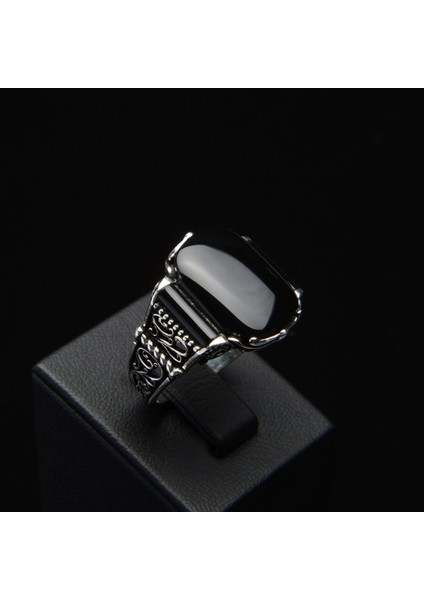 733 Siyah Oniks Gümüş Yüzük modelleri