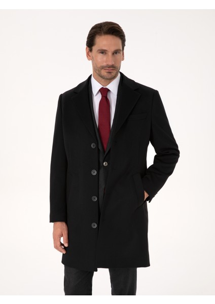 Erkek Siyah Slim Fit Palto 50314889-VR046