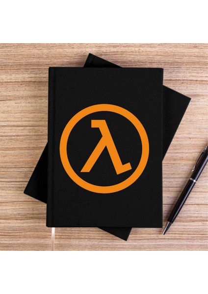 Half Life Logo Pocket Siyah Kanvas Defter Çizgisiz