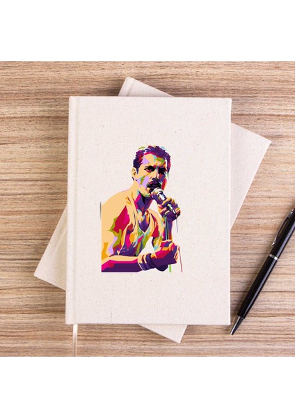 Queen Freddie Mercury Portre Çizgisiz Kanvas Defter Çizgisiz