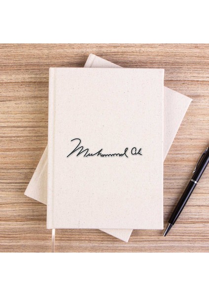 Muhammed Ali White Text Çizgisiz Kanvas Defter Çizgisiz