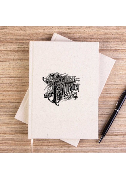 Harley Chopper Genuine Motorcycle Çizgisiz Kanvas Defter Çizgisiz