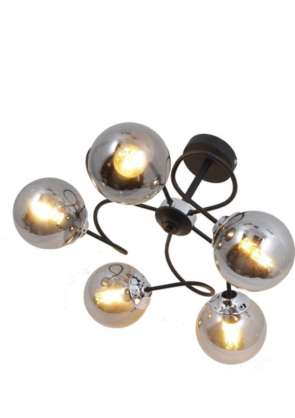 Renas 5 Li Siyah Avize-Füme Camlı Dekoratif Tasarım Yatak Odası Mutfak Salon Avize fiyatları