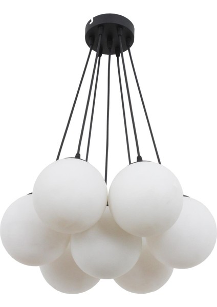 Kapo 7 Li Siyah Avize Beyaz Camlı Dekoratif Tasarım Yatak Odası Mutfak Salon Avize fiyatları