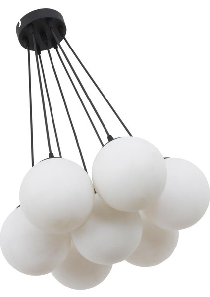 Kapo 7 Li Siyah Avize Beyaz Camlı Dekoratif Tasarım Yatak Odası Mutfak Salon Avize modelleri