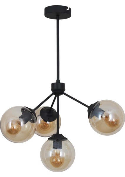 Lupin 4 Lü Siyah Avize Bal Camlı Dekoratif Tasarım Yatak Odası Mutfak Salon Avize fiyatları