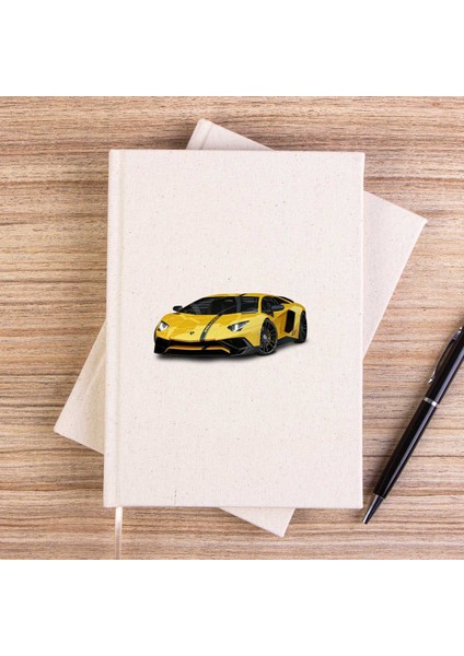 Lamborghni Aventador Yellow Çizgisiz Kanvas Defter Çizgisiz