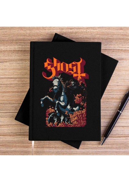 Ghost Horse Siyah Çizgisiz Kanvas Defter Çizgisiz