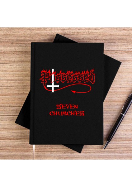 Possessed Seven Churches Siyah Çizgisiz Kanvas Defter Çizgisiz