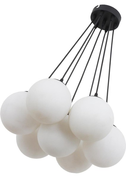 Kapo 7 Li Siyah Avize Beyaz Camlı Dekoratif Tasarım Yatak Odası Mutfak Salon Avize fırsatları