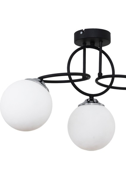 Sisam 3 Li Siyah Krom Avize-Beyaz Camlı Dekoratif Tasarım Yatak Odası Mutfak Salon Avize modelleri