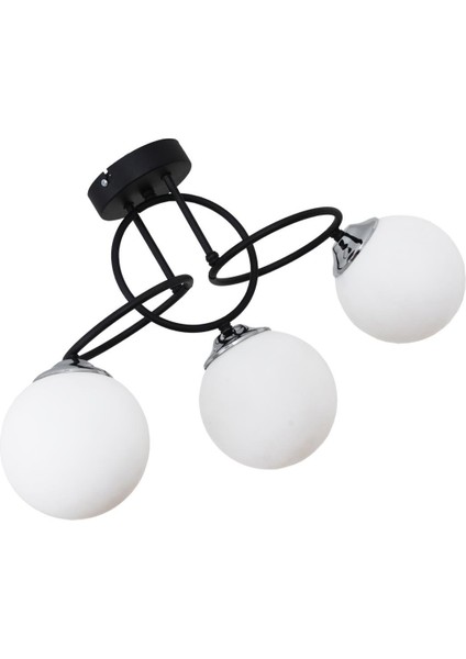 Sisam 3 Li Siyah Krom Avize-Beyaz Camlı Dekoratif Tasarım Yatak Odası Mutfak Salon Avize fırsatları