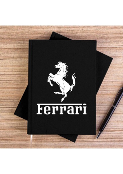 Ferari Logo Siyah Kanvas Defter Çizgisiz