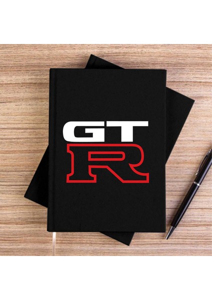 Nissan Gtr Logo Siyah Kanvas Defter Çizgisiz