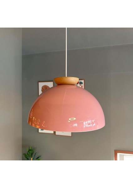 Yimpi Pembe Avize Ahşap Tekli Sarkıt Salon Kuaför Cafe Dekoratif Aydınlatma Pastane modelleri