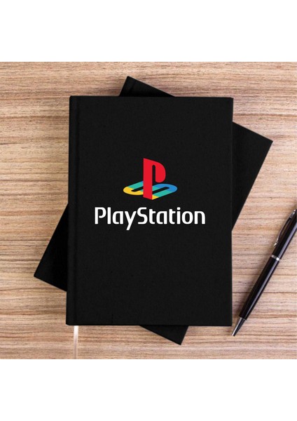 Playstation Logo White Siyah Çizgisiz Kanvas Defter Çizgisiz