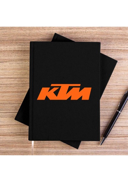 Ktm Motorcyle Orange Logo Siyah Kanvas Defter Çizgisiz